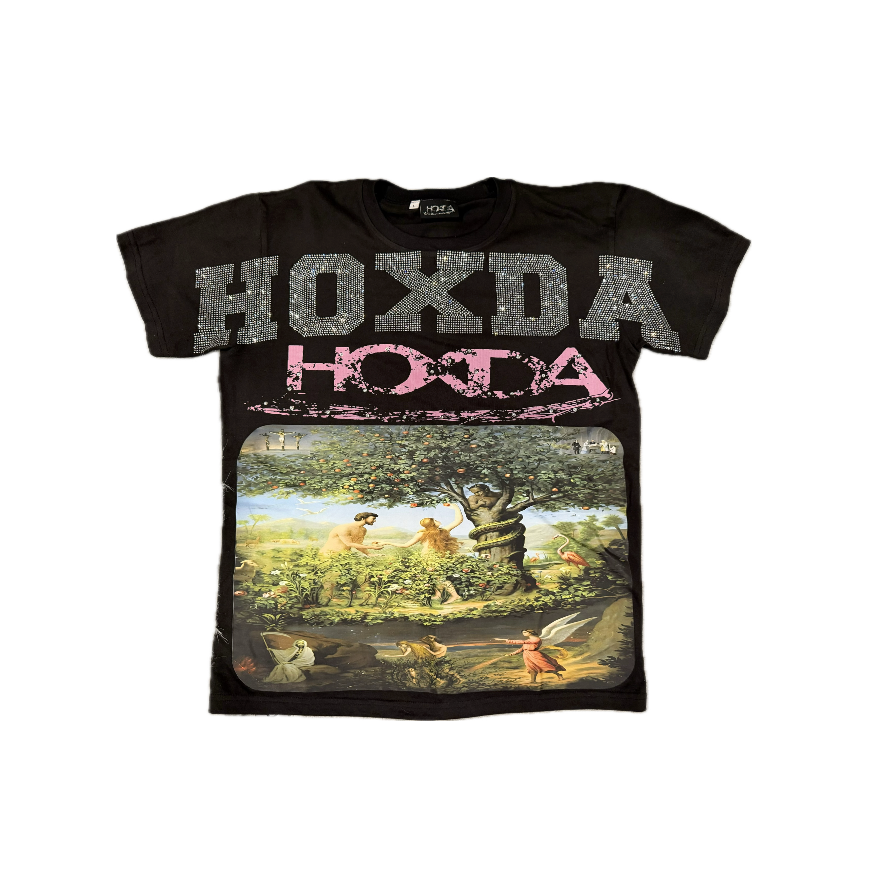 Black & Pink Holy Damage Adam &
Eve Tee